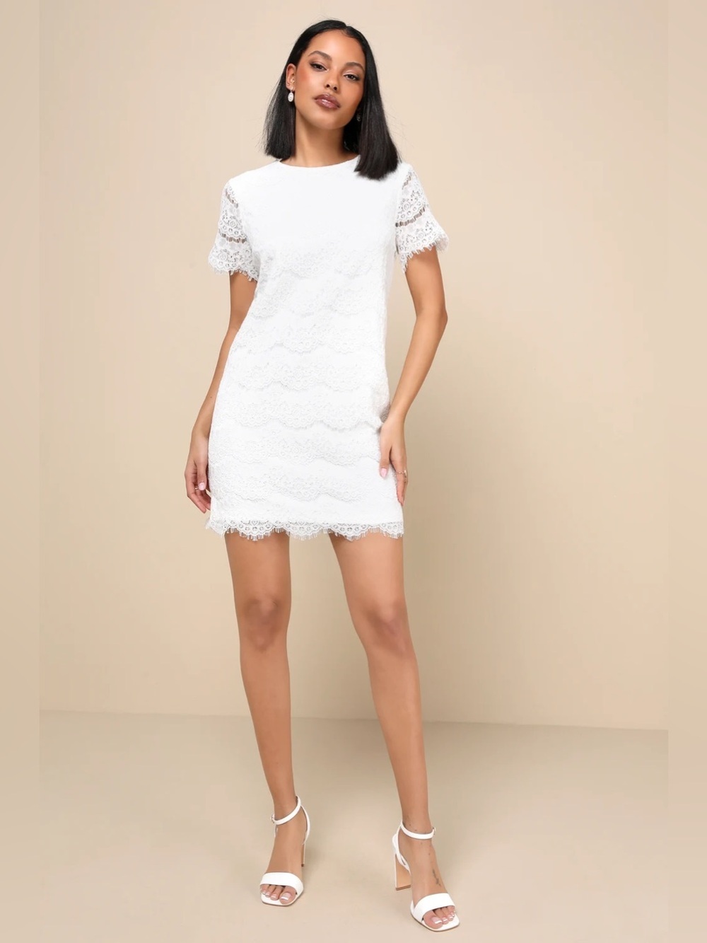 Lulus Take Me to Brunch Ivory Lace Shift Dress Size Large Bride